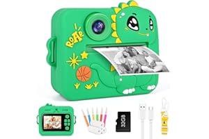 GuKKK Cámara Fotos Infantil 12MP Selfi, 1080P 2,4''HD Video, Tarjeta SD 32GB, Regalo Comunión Niñas 3-12 Años Cumpleaños (Verde)
