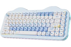 ‎YUNZII YUNZII C75 Bezprzewodowa Mechaniczna Klawiatura, 75% Układ Hot Swappable Kremowa Klawiatura NKRO,Uroczy Projekt Ciasta BT5.0/2.4G/USB-C dla Win/Mac/Gaming (Niebieski, Milk V2 Linear Switch)