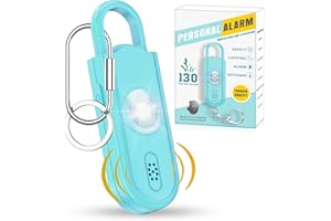 Naiicute Llavero de sirena personal para mujeres, alarma de bolsillo con luz estroboscópica LED, linterna de defensa propia, alarma de chispa para niños, niñas, ancianos, spray de pimienta de repuesto