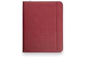 Vebon® Porte-Documents A4 Grand Rome I Double Fermeture éclair + Pince I Porte-Documents de conférence + Sacoche pour Ordinateur Portable I Espace de Rangement supplémentaire I Rouge I Similicuir