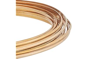BENECREAT 1mm(18 Gauge) 5m(16 Feet) Half Round Copper Wire 2mm Wide Yellow Brass Wire for Jewelry Beading Craft Work
