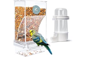 VERTUPET Automatischer Futterspender für Vögel Papageien Acryl Transparent Vogelfutterhaus Sittiche Käfig Futterautomat Vogelfutterspender Käfigzubehör für Kanarienvögel Nymphensittiche Finken