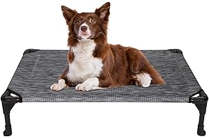 veehoo Chłodzące podwyższone legowisko dla psa - przenośne podniesione łóżeczko dla zwierząt domowych z zmywalną i oddychającą siatką, antypoślizgowe gumowe nóżki do użytku wewnątrz i na zewnątrz,