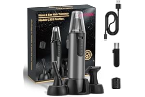 AREYZIN Recortadora de nariz recargable para hombres y mujeres, recortadora de pelo de orejas y nariz, profesional, sin dolor, para cejas y vello facial, cortadora de pelo nasal, impermeable, cuchillas de