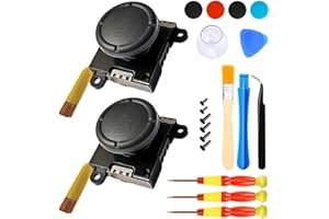 HARIKIKI Riparazione joystick analogici switch 3D sinistra destra bilanciere sensore joystick fori sostituzione pollice per NS Switch Controller pezzi di ricambio interruttore (2 pezzi nero con strumenti)