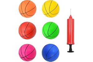 Coriver 6 Petites Ballon de Basket Enfant, Mini Ballon Basket avec Pompe, Ballon de Basket Gonflable de Plage, Mini Panier Basket pour Panier de Basket Enfant Intérieur et Extérieur (Multicolore)