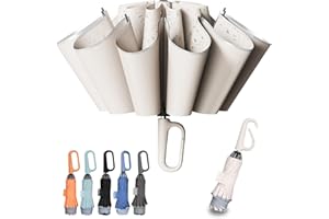 TUMAAOTU Compact Inverted Umbrella with Never Forget Carabiner Handle - Travel Umbrella Windproof Strong, Automatic Umbrellas for wind rain, Auto Open Close, 10 Rib Durable Frame for Women Men