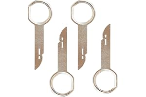 ROWWAIT 4pcs Car Radio Removal Tool Key,Car Radio Release Keys Extraction Tool, Stainless Steel Pins Radio Adapter Disassembly Tool for Volkswagen Ford Focus Fiesta Mondeo Audi Mercedes,silver