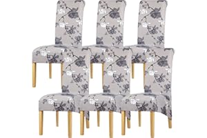 Leorate Chair Slipcover XL Size High Back Chair Cover Stretch Spandex Printing Chair Protector for Dining Wedding Party Banquet Hotel Home Decor Color-844 Pack of 6