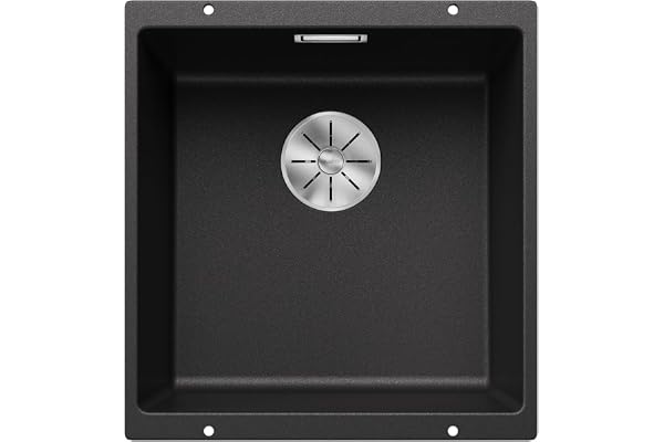 BLANCO SUBLINE 400-U – Évier de Cuisine en Granit pour Meubles Bas de 50 cm de Large – Sous Plan – SILGRANIT – Gris – 523422