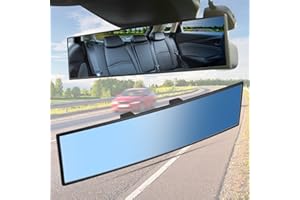 JoyTutus Rear View Mirror, Universal 11.81 Inch Panoramic Convex Rearview Mirror, Interior Clip-on Wide Angle Rear View Mirror to Reduce Blind Spot Effectively for Car SUV Trucks -Blue