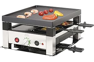 Solis 5 in 1 Table Grill for 4 7910 Bistecchiera Elettrica - Grill Elettrico - Raclette, Griglia da tavolo, Mini Wok, Mini Pizza e Frittelle - Fino a 4 Persone - 1020W