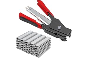 MASXIRCH Alicate de Anillas para Cerdos, Alicate de Grapas para Cercas con 2500 Anillas de Acero Galvanizado para Jaulas de Cerdos