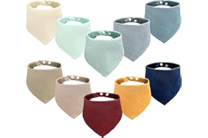 YFKJEU 10 Stück Lätzchen Baby, Dreieckstuch Baby Weiche & Absorbierende, Musselin Halstuch Baby 100% Baumwolle für Baby Jungen und Mädchen, Leicht zu Waschen