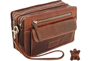 GENERISCH Herren Tasche Handgelenktasche Citybag Handytasche ECHTES RINDLEDER! S4