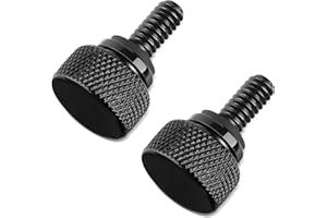Amazicha Lot de 2 vis de boulon de selle noires en acier inoxydable à installation rapide 6,35 mm - 20 - Compatible avec Harley Touring Softail Sportster Dyna Street Glide Road Glide Ultra Glide