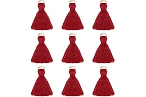 ALEXCRAFT Nappe, 100 pezzi 25 mm Mini Nappa per Decorazioni, Filo di seta Nappe per la Creazione Accessori Artigianali Ciondolo a forma di nappa, per creazione di gioielli borse segnalibri, rosso
