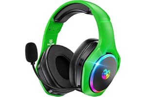 Tatybo 2.4Hz Wireless Gaming Headsets for Ps5 Ps4 PC, 40H+ Hrs & 7.1 Surround Sound with Noise Canceling Microphone Ps5 Headsets for Switch Phone, Bluetooth Gaming Headphone (Green)