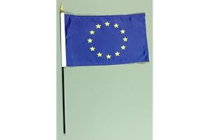 Buddel-Bini Handflagge Tischflagge Europa Europaflagge 15x25 cm mit 37 cm Mast aus PVC-Rohr, ohne Ständerfuß