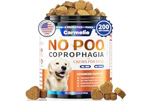 CARMELIE No Poo Chews for Dogs - 200 Chews Coprophagia Deterrent for Dog - Stool Eating Deterrent with Probiotics & Enzymes for Digestive, Teeth Health & Immune - Stop Dog Poop Eating - Chicken Flavor