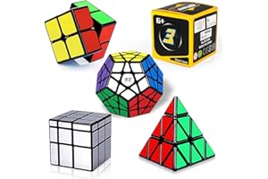 ROXENDA Speed Cube Set, Cube Pack of 2x2 3x3 Piramide Dodecahedron Skewb, Tornitura Facile & Gioco Regolare- [5 Pezzi] (Specchio Cube)