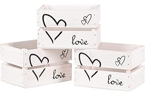 UNUS Nature by Kolibri Set di 3 mini cassette della frutta in legno, con scritta Love, per conservare e organizzare oggetti, colore: bianco