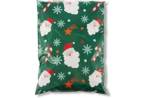 Switory Poly Mailers 10x13 Inch 50Pcs, Shipping Bags Christmas for Clothing, Strong Adhesive Shipping Envelopes for Small Business, Self Seal Poly Bag Mailing Envelopes Green Santa Gift Decor