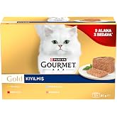 Gourmet Gold Kıyılmış Tavuk Etli, Somonlu, Sığır Etli, Ton Balıklı Yaş Kedi Maması Multipack 85 gr. (12 Al 9 &Ouml;de)