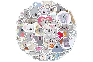 TMZELOA Lot de 50 autocollants pour petits animaux, koala, différentes actions mignonnes, autocollants décoratifs DIY pour ordinateur portable, vélo