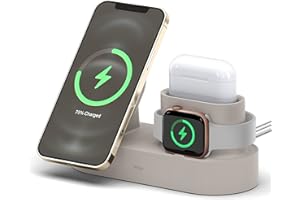‎ELAGO elago MS stacja ładująca 2 kompatybilna z iPhone 15, 14, 13, 12, kompatybilna z MagSafe, kompatybilna z AirPods Pro 2 i Pro, AirPods 3, kompatybilna z Apple Watch [kable nie są dołączone] (kamienna)