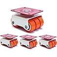 Caneuf Polymer 6-Wheels Roller Moving Castor Wheel Set for Fridge Sofa (Orange, 50 mm) 4 Pieces in 1 Box