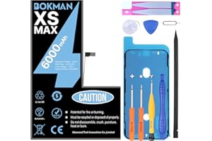 bokman Akku für iPhone XS MAX 6000mAh, Hohe Kapazität Lithium-Polymer-Akku mit Allen Werkzeug-Sets und Klebestreifen