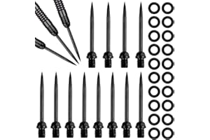 LIUHANCSQD Steeldart Spitzen, 12 STK Dartspitzen Steel Stahlspitzen mit Gewinde, Metallspitze Steel Dartpfeile Spitzen, Steeldartspitzen, Steeldarts Spitzen für Dartpfeile Umrüsten Softdart, mit 20 Gummiringe
