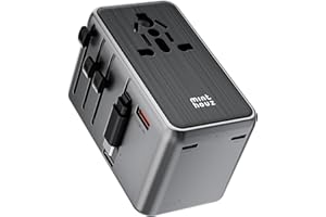 Minthouz Reiseadapter Weltweit,GaN Ⅲ PD 100W Universal Reisestecker mit 2 USB C und 1 USB A,Internationaler Steckdosenadapter mit ausziehbar Kabel,Universaladapter für UK USA Japan China (P100W-C)