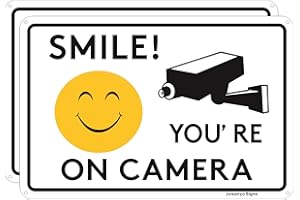 JOWANYO Smile You’re on Camera,Video Surveillance Sign,20 x 30 cm,Reflective Aluminum,Easy to Mount,UV Protected,Weather Resistant,Waterproof,Durable Ink,Outdoor or Indoor Use,2 Pack