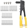 Pop Rivet Gun Kit CAMWAY Pop Riveter 4 Size 100pcs Rivets, 2.4mm 3.2mm 4mm 4.8mm, 4-in-1 Pop Rivet Gun with Carrying Case and Wrench Rivet Gun for Metal Wood and Plastic