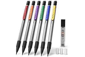 Nicpro 6 Stück Druckbleistifte 0,7 mm mit 6 Tuben Minenminen und 3 Radiergummi Ersatz mit 1 Dosen Ersatzminen, Druckbleistift für Schüler, Schreiben, Zeichnen, Skizzieren