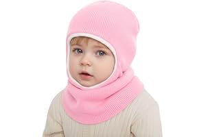 DRESHOW Czapka dla Małych Dzieci Zimowa Ciepła Czapki Szaliki Dzianiny Miękkim Kapturem z Podszewka z Polaru Kominiarka Wiatroszczelna dla Dzieci Chłopcy Dziewczynki 1-6 Lat