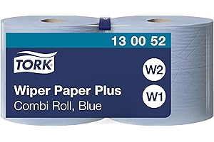 Tork 130052 Papier d'essuyage Premium Plus W1-W2 - 225 m x 23,5 cm - lot de 2 - Bleu