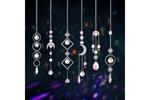 Sahoottie 6pcs Crystal Sun Catchers Set Silver Sun Catchers for Window Sunlight Catchers Hanging Crystals Bedroom Garden Decorations