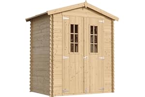 TIMBELA M367C Casetta da Giardino in Legno per Esterni - L196xL136xA218 cm/ 1.98 m2 - Piccola Casetta in Legno, Rimessa Attrezzi, Deposito Bici