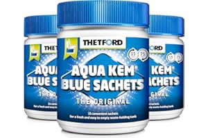 Thetford Aqua KEM Blue-Lote de 3 Bolsas de WC Químicas, Mantenimiento de Caravana, Unisex Adulto, Azul, L