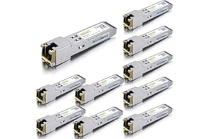10Gtek [10 Pack] Gigabit Módulo SFP RJ45 Copper, 1000Base-T SFP Transcevier, Compatible para Cisco GLC-T/SFP-GE-T, Ubiquiti, Netgear, Zyxel, Open Switch, 10pcs
