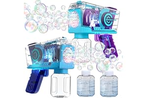 Eaglestone Bubble Gun for Kids 2 Packs, Automatic Bubble Machine, 10-Hole Bubbles Wands Blaster for Toddlers with LED Lights,Party Favor, Outdoor Toys for Boys & Girls