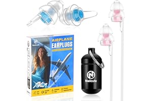NAIICUTE Tapones para los oídos para avión con banda 2 pares, prevenir el dolor de tímpano y Antiruido, Protección Auditiva Silicona Tapones Reutilizables para Adultos/Niños 12+ con pequeños canales