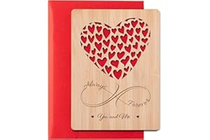 GOWELLY Jahrestag Geschenk für Sie und Ihn Grußkarte aus Bambus mit Umschlag, Valentinstagsgeschenk Partner Geschenke für Sie Ihn, Liebe Karte Geburtstagskarte für Ehemann Ehefrau Freundin