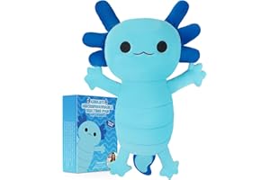 AUSPICIOUS BEGINNING Microwave Heating Pads for Cramps & Period Pain Relief, 15.7" Cuddle Cute Axolotl Heating Pad for Menstruation, Back Pain, Neck Shoulder, Stress Relief Moist Heat Pad Gifts for Women & Girls (Blue)