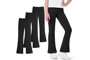 Auranso Girls Flared Leggings Kids Cotton Dance Yoga Bell Bottoms Athletic Pants, 7-13 Years
