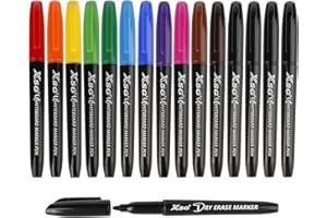 ABEIER Dry Erase Markers Whiteboard Pens, Box of 15, 12Colors Total 4 Black Pens, Low Odor Fine White board Markers for Kids Teachers Office & School Supplies