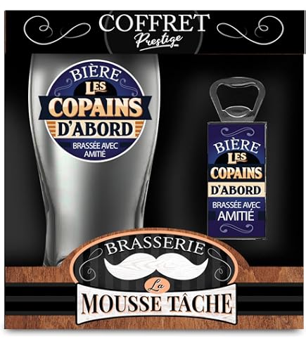 Coffret Cadeau Verre à Bière Avec Décapsuleur - Modèle 'Tout Travail Mérite Sa Bière' - Idée Cadeau Originale